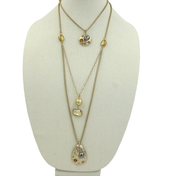 Chico's Convertible Warm Toned Triple-Strand Necklace NEW - Picture 3 of 7